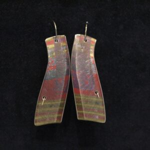 Drop earrings in red, purple and yellow