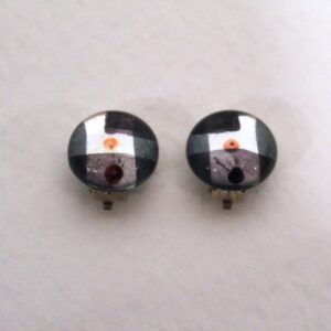 Iridescent grey and orange clip on earrings
