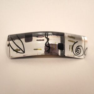 Iridescent curved Grey barrel brooch