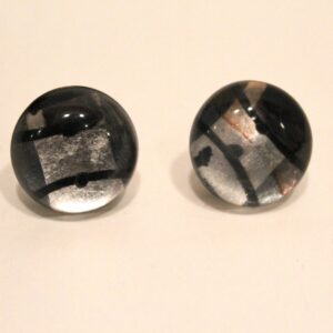small round Iridescent grey stud earrings