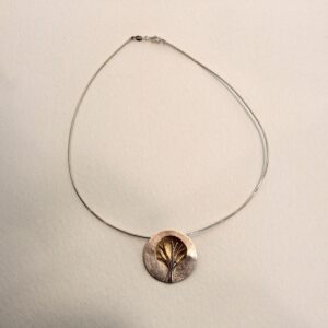Gold dome tree pendant necklace