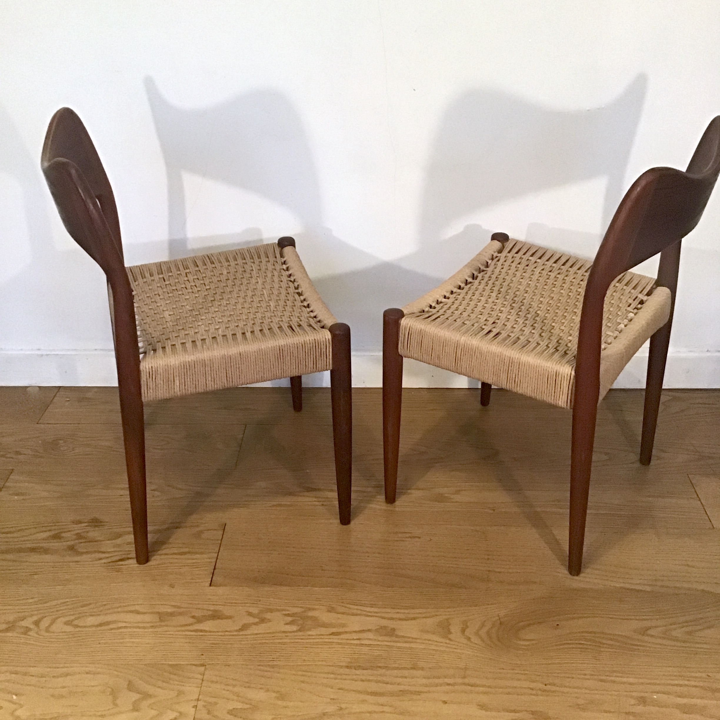 Four 1960s Danish Arne Hovmand Olsen for Mogens Kold danish cord teak chairs - Image 2