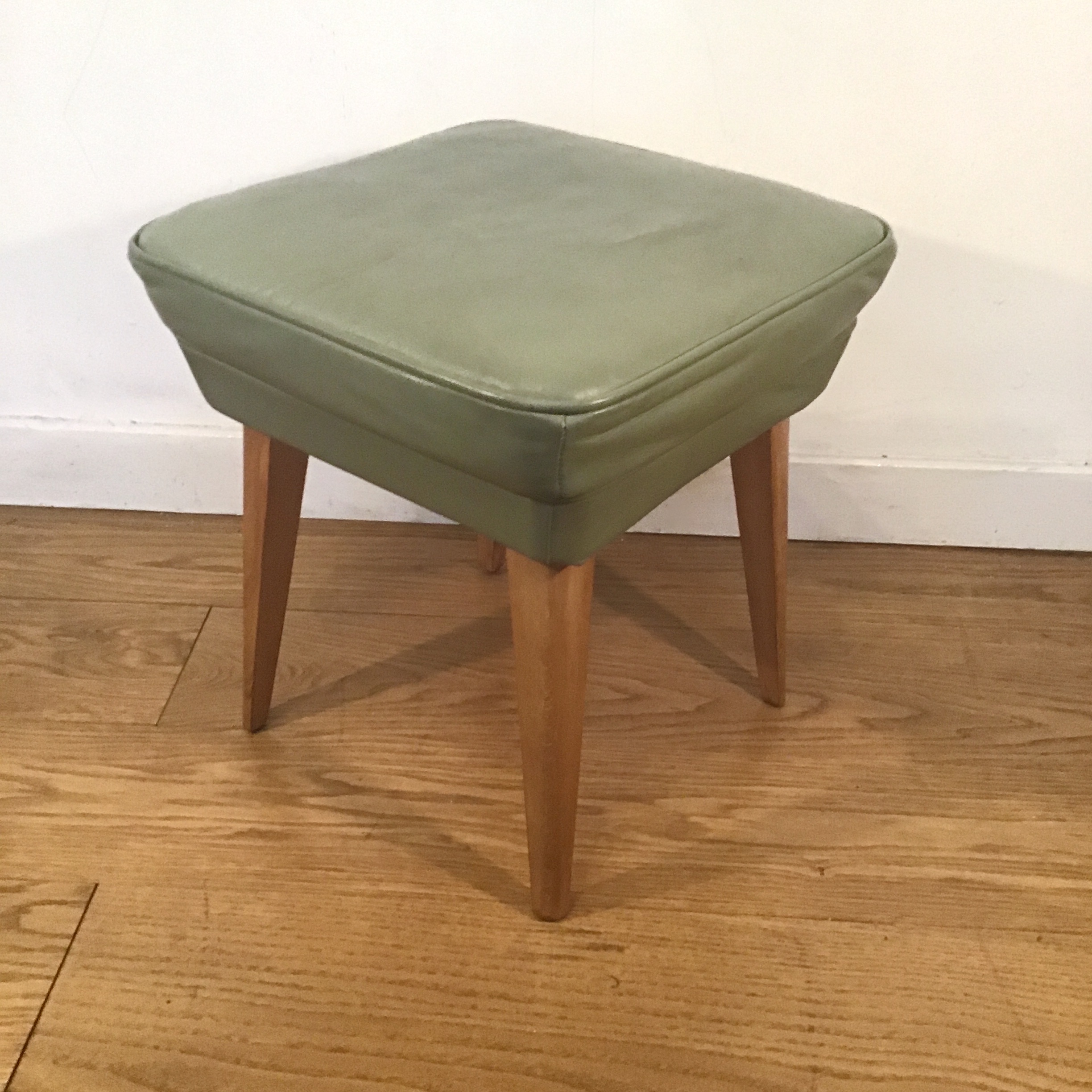 A 1950's pair of vintage green leather stools - Image 4