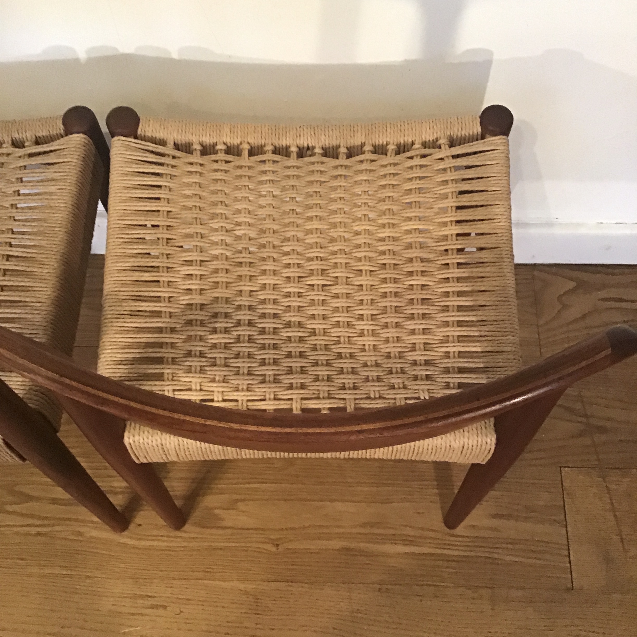 Four 1960s Danish Arne Hovmand Olsen for Mogens Kold danish cord teak chairs - Image 3