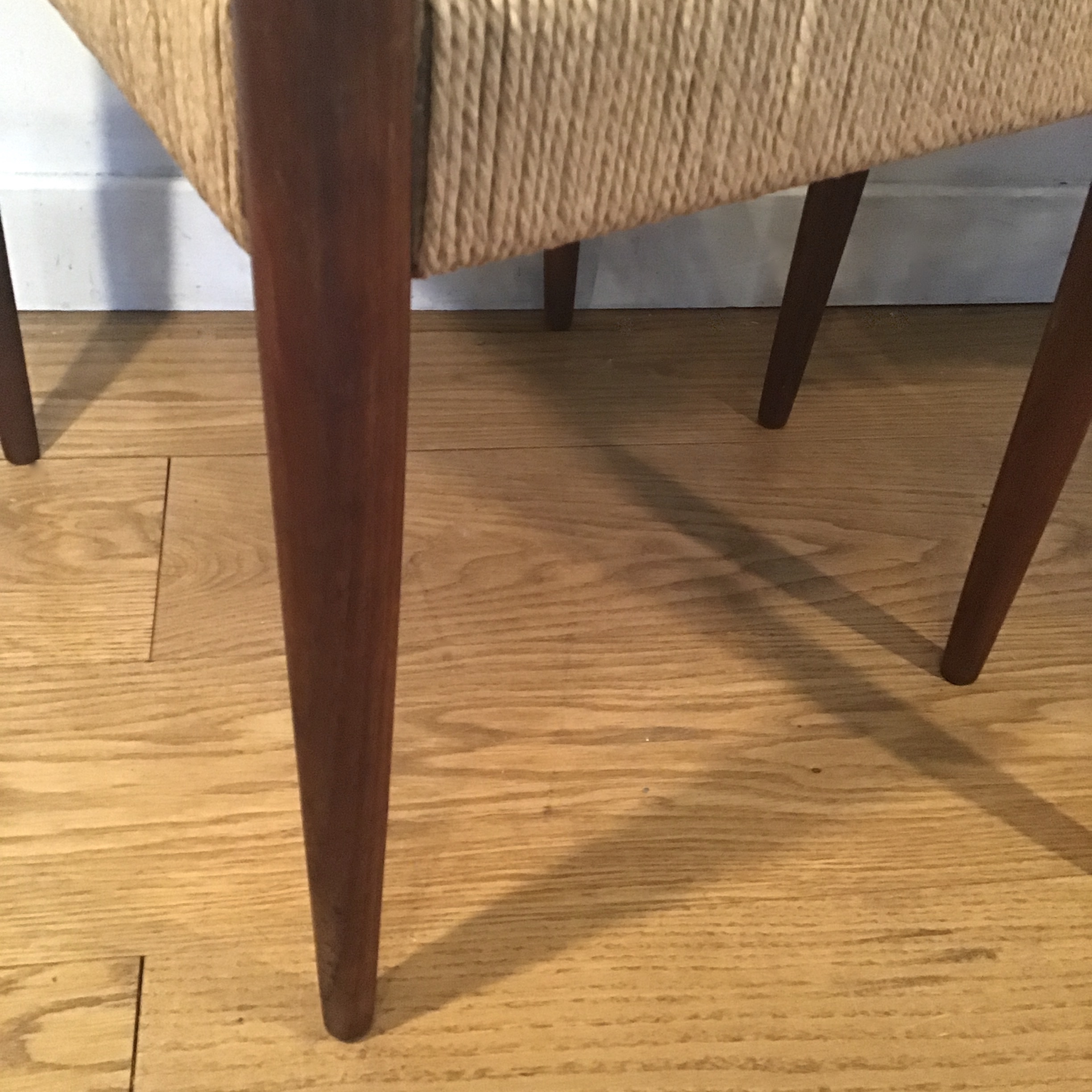 Two 1960s Danish Arne Hovmand Olsen for Mogens Kold danish cord teak chairs - Image 4