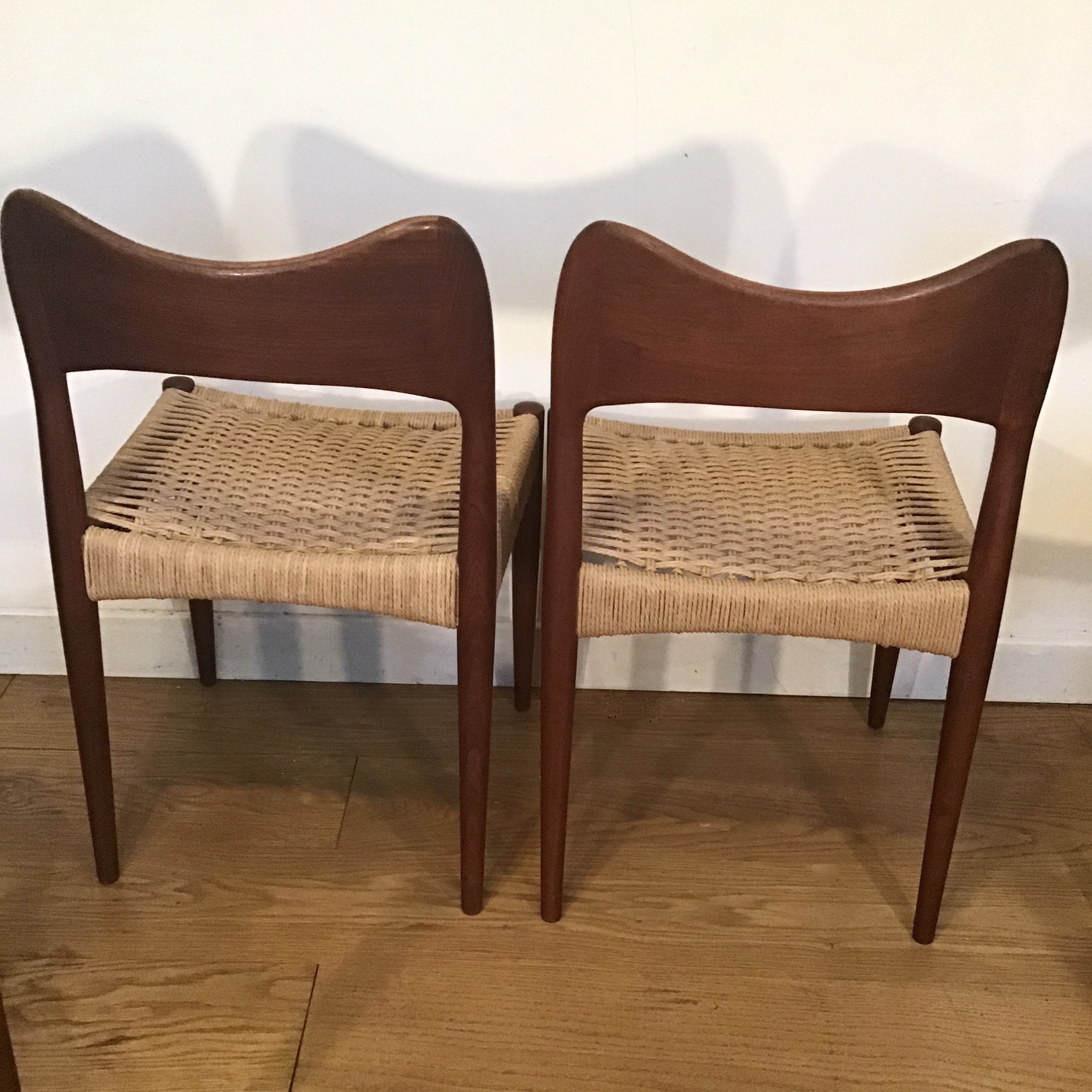 Four 1960s Danish Arne Hovmand Olsen for Mogens Kold danish cord teak chairs - Image 7