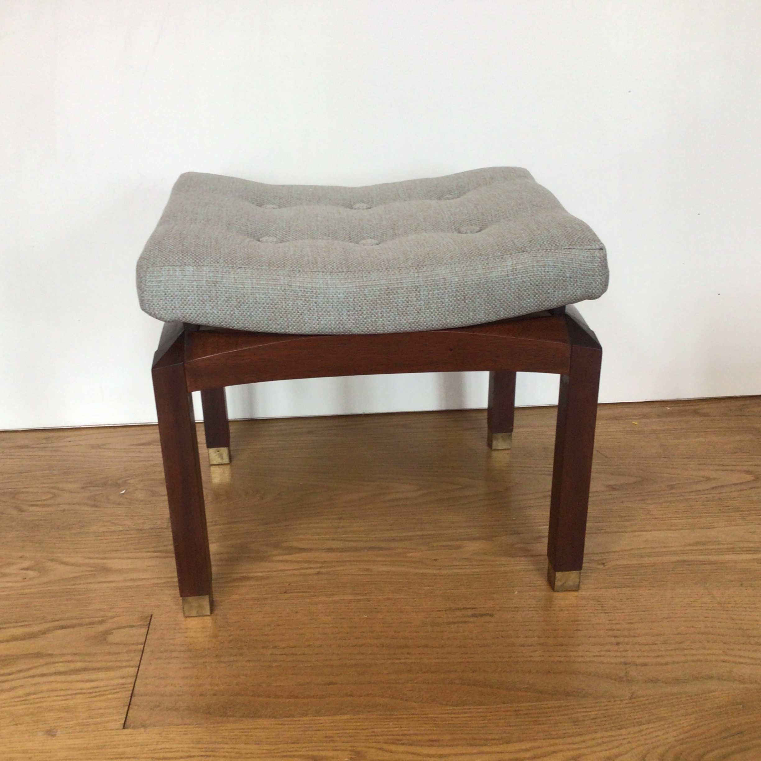 A 1970's G-Plan mahogany stool with light blue buttoned upholstery - Image 7