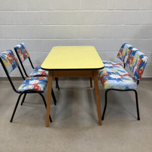 Mid-century formica table, bench and dining chair set (not sold separately)