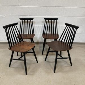 Four spindle Back Dining Chairs By Radomsko Poland