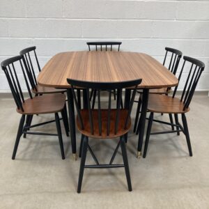 A G-plan librenza Walnut and black gate leg dining table