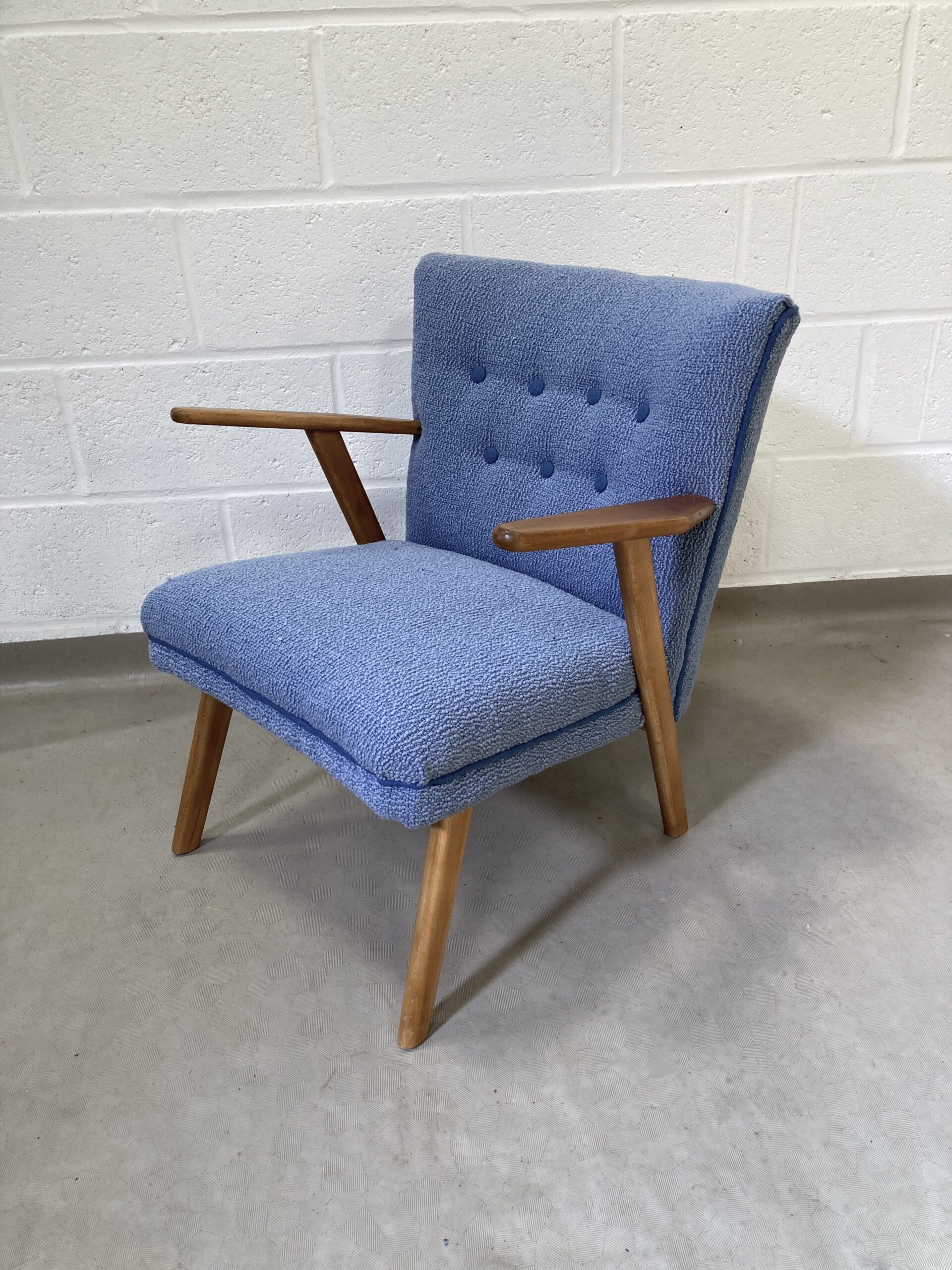 Two 1950's Danish Slagelse Møbelværk Cocktail armchairs re-upholstered ( sold separately) - Image 11