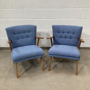 Two 1950's Danish Slagelse Møbelværk Cocktail armchairs re-upholstered ( sold separately)