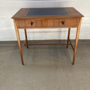 Late 1950s/early 1960s small desk/console table with blue leather top