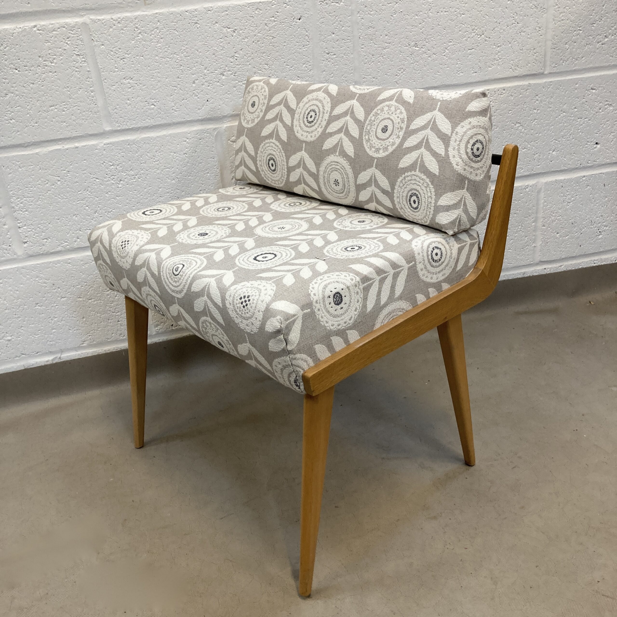 A 1960's Meredew bedroom stool /chair reupholstered in Voyage Cecilia