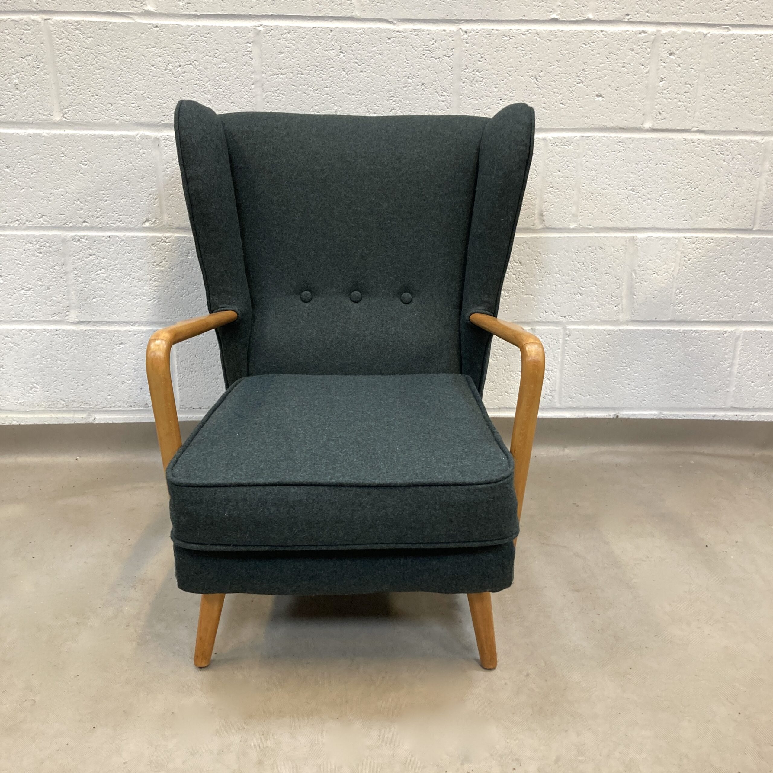 A 1950s Howard Keith Bambino reupholstered Armchair in Italian green felt - Image 7