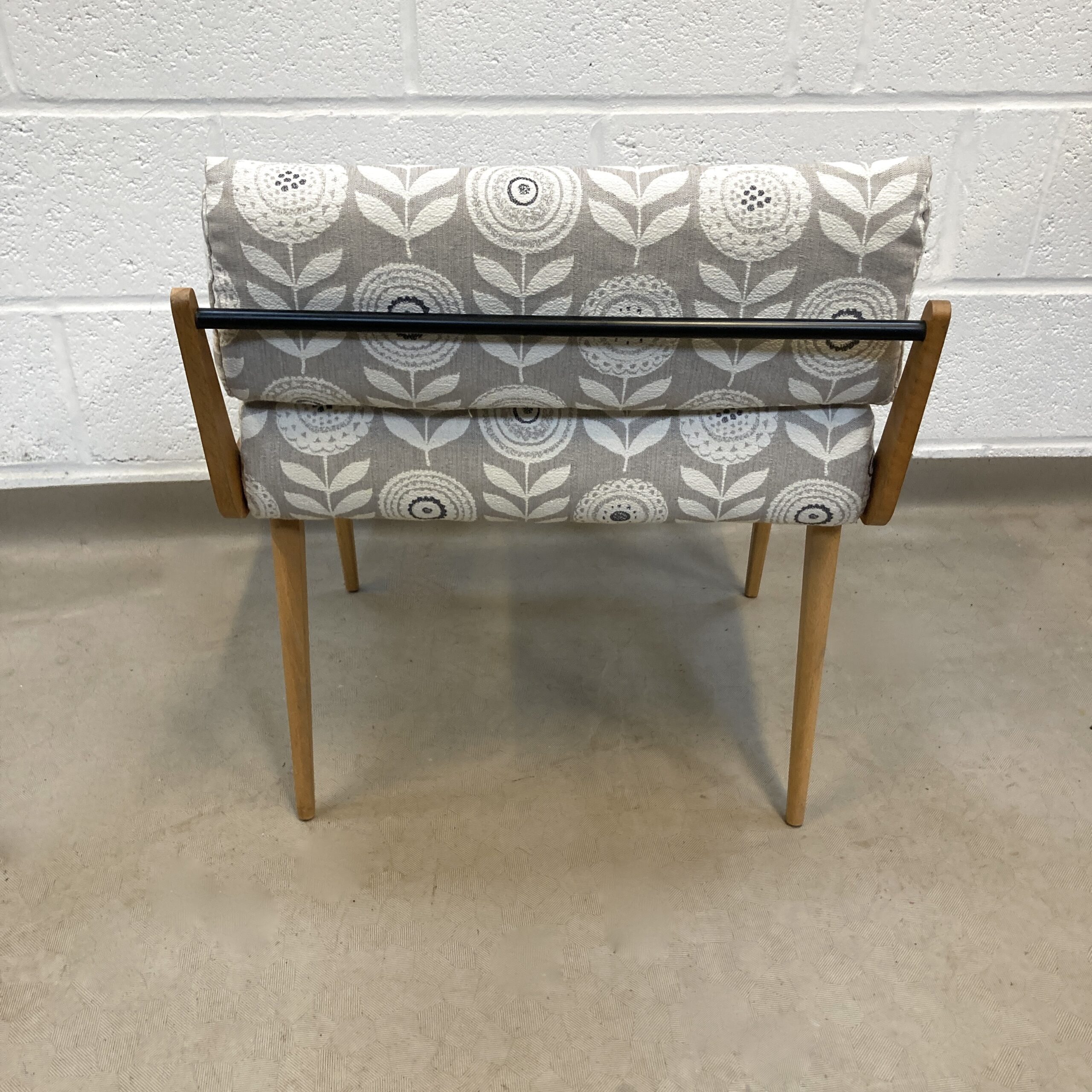 A 1960's Meredew bedroom stool /chair reupholstered in Voyage Cecilia - Image 4