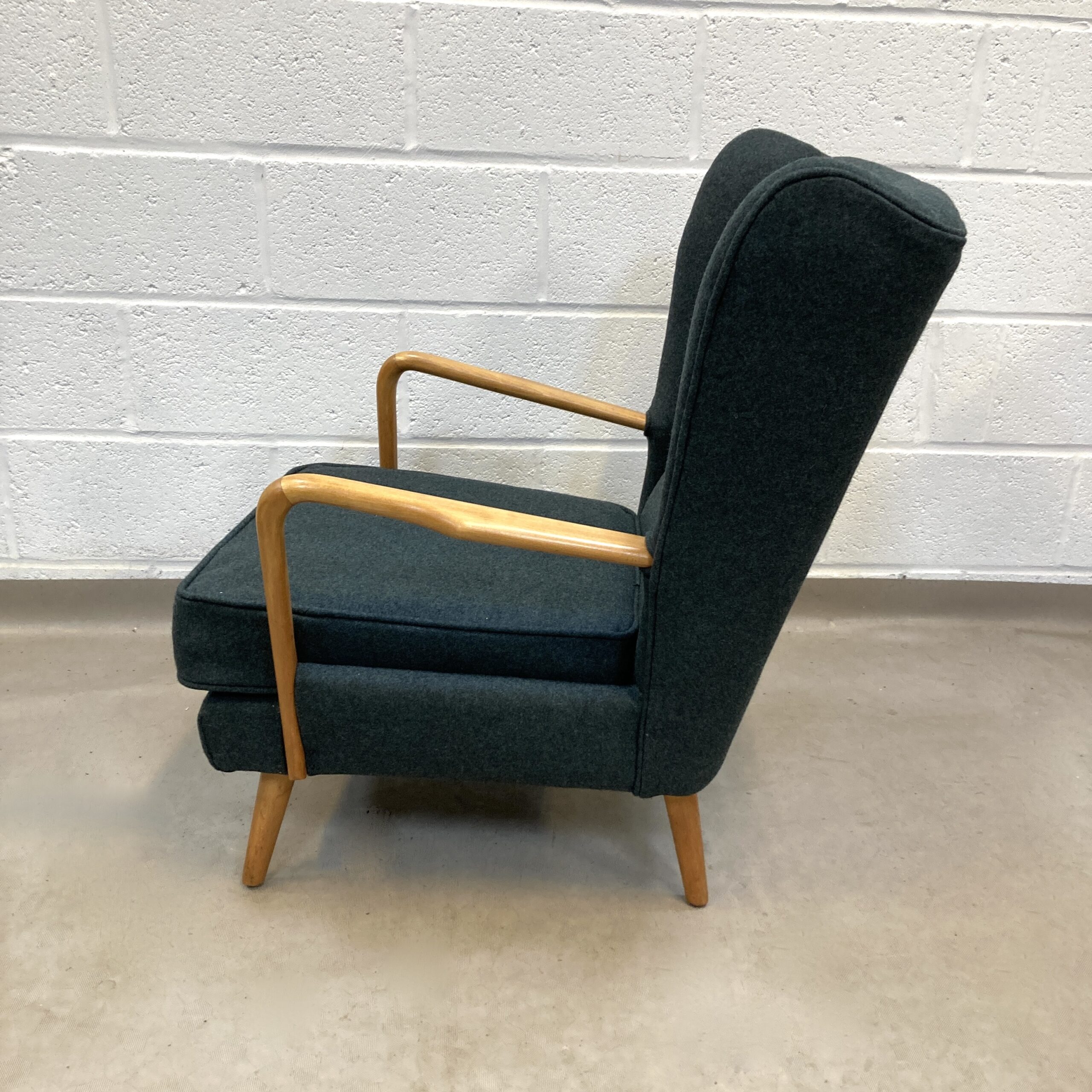 A 1950s Howard Keith Bambino reupholstered Armchair in Italian green felt - Image 2