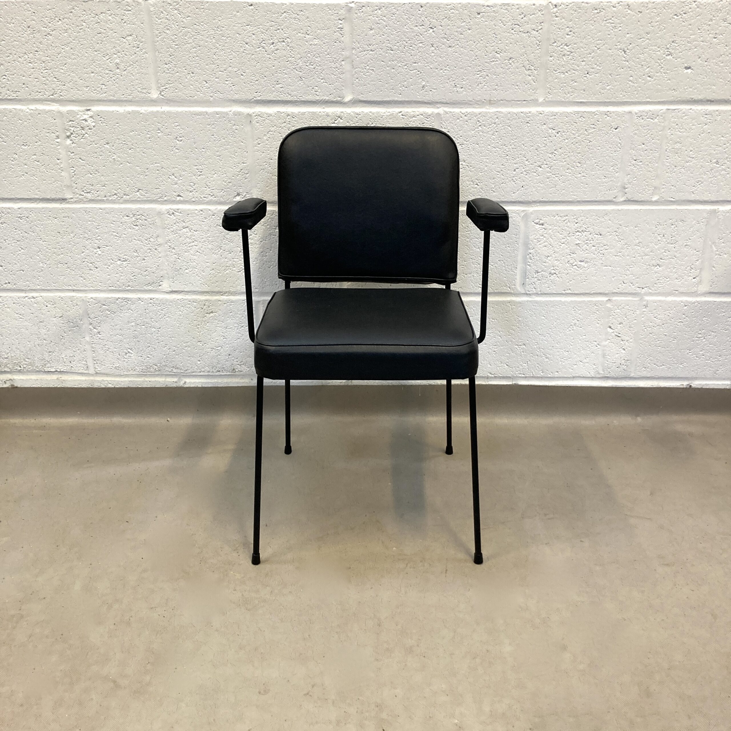 A French Wire framed black vinyl office chair in the style of Pier Paulin. - Image 7