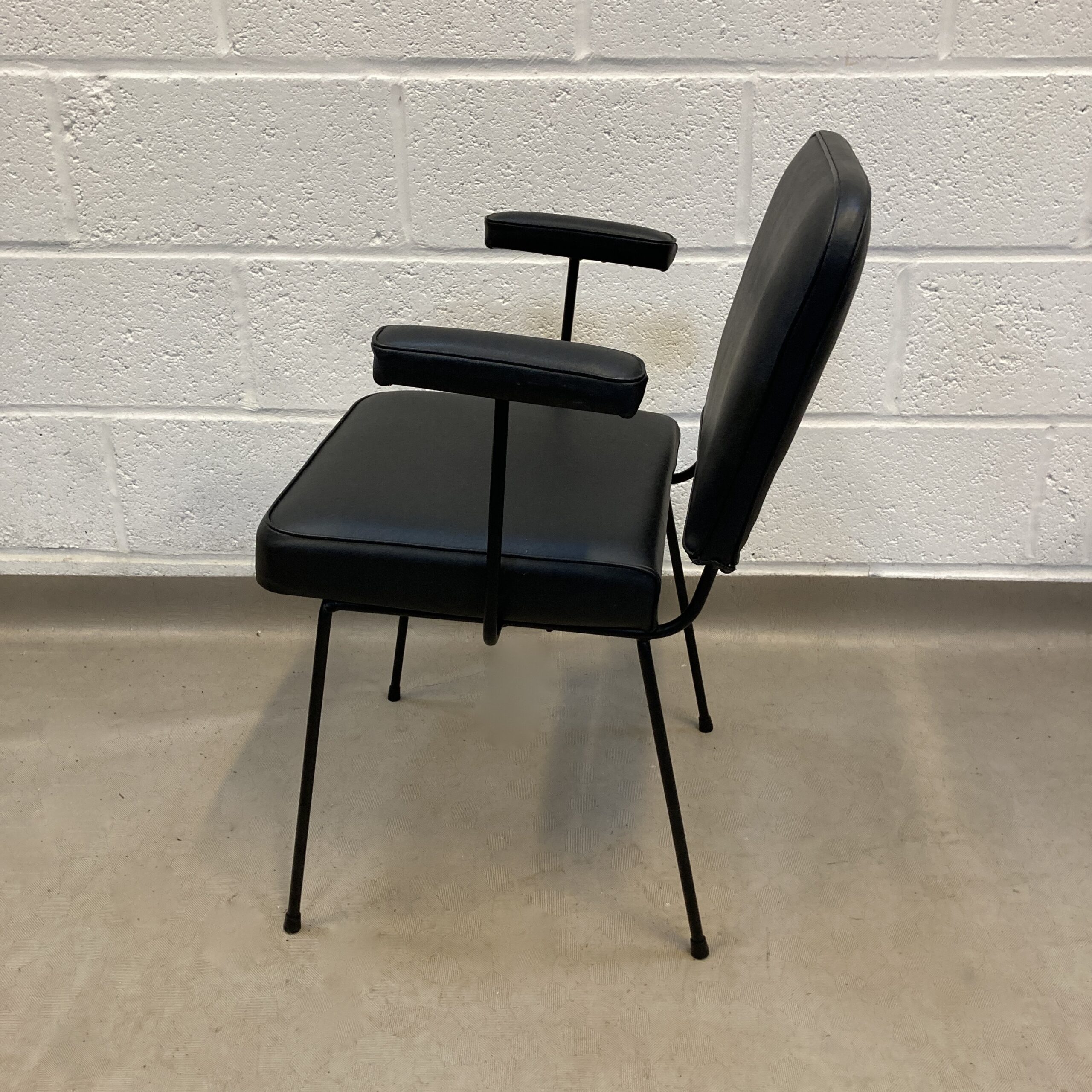 A French Wire framed black vinyl office chair in the style of Pier Paulin. - Image 2