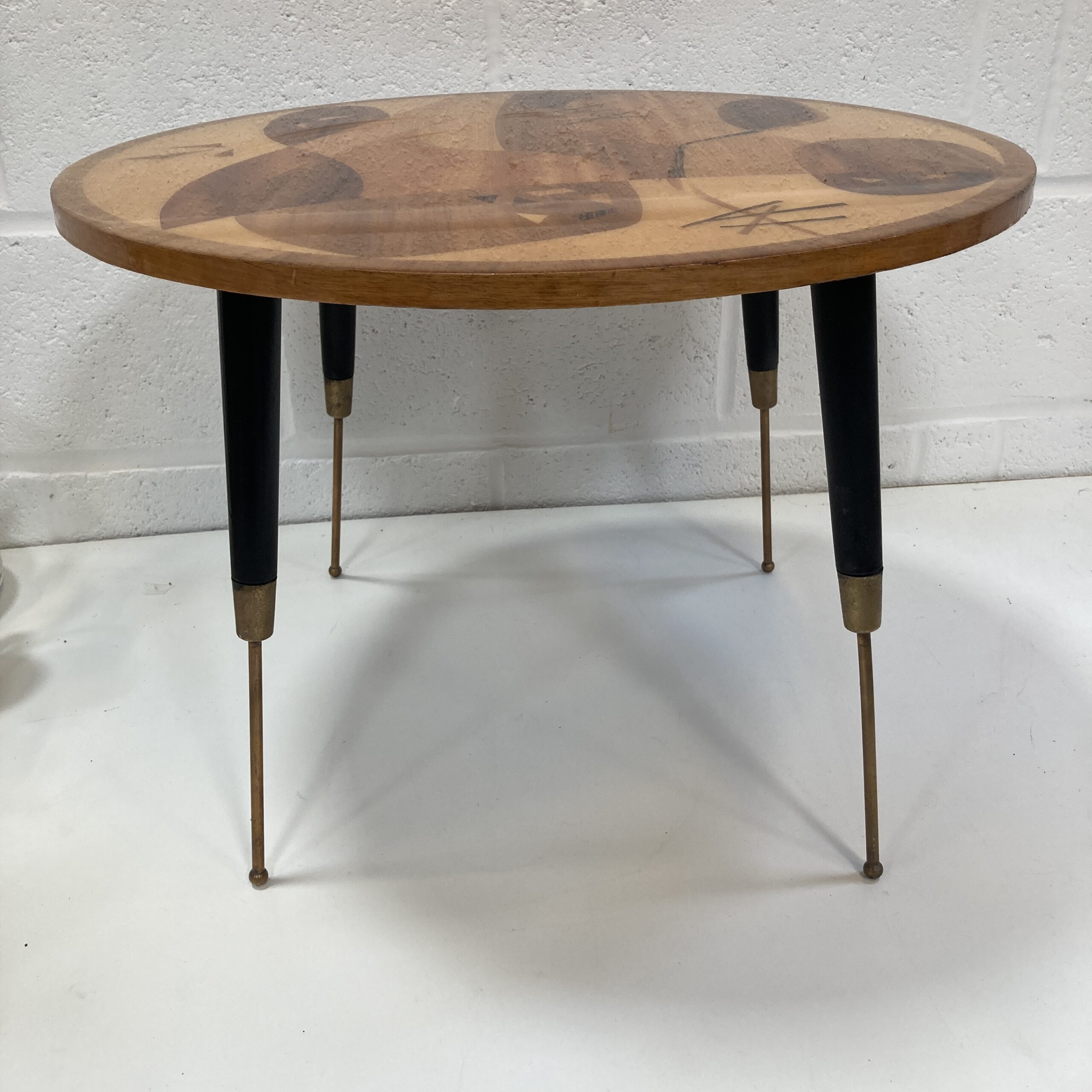 A rare 1950's Italian abstract marquetry top coffee table possibly retailed by Heals - Image 14