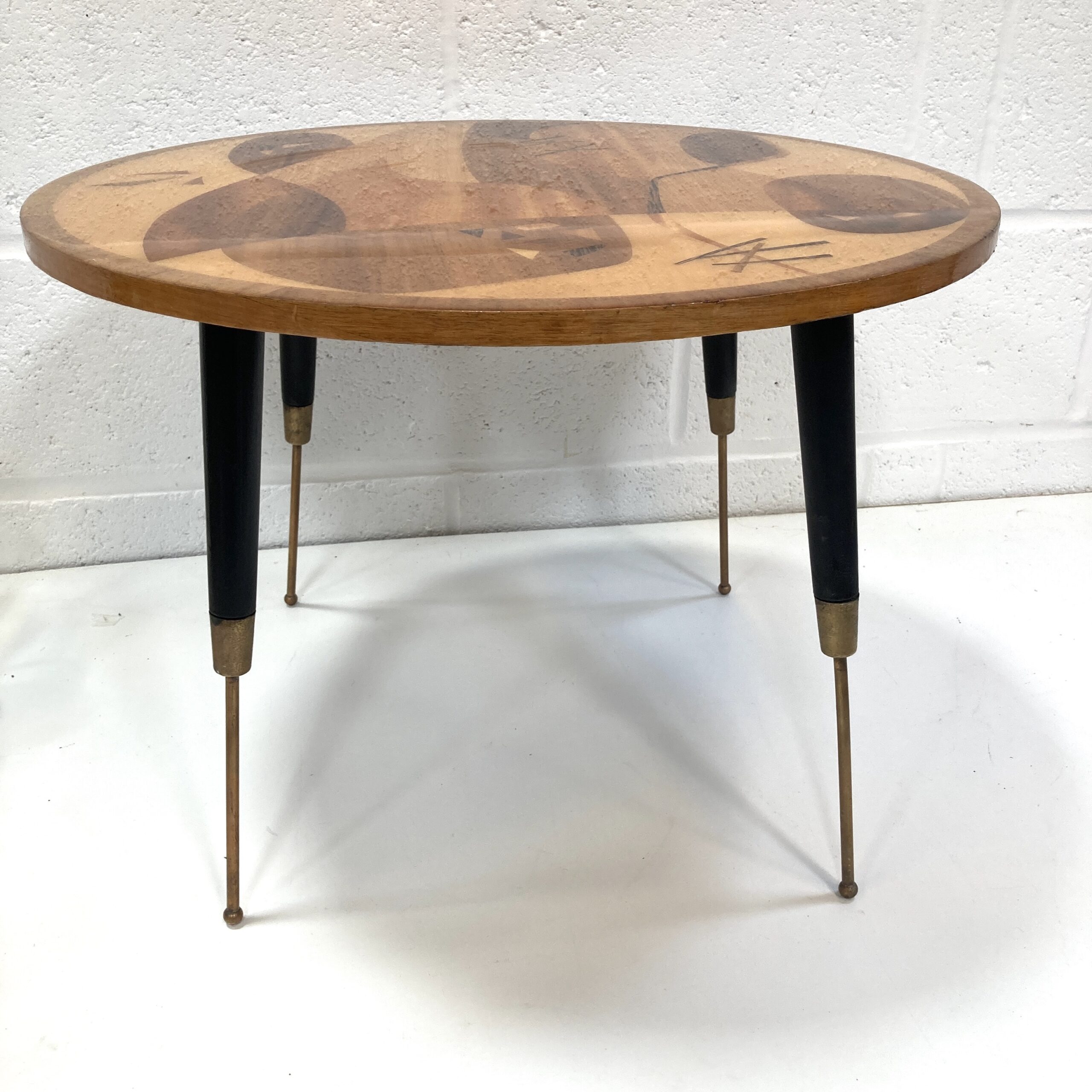 A rare 1950's Italian abstract marquetry top coffee table possibly retailed by Heals - Image 13