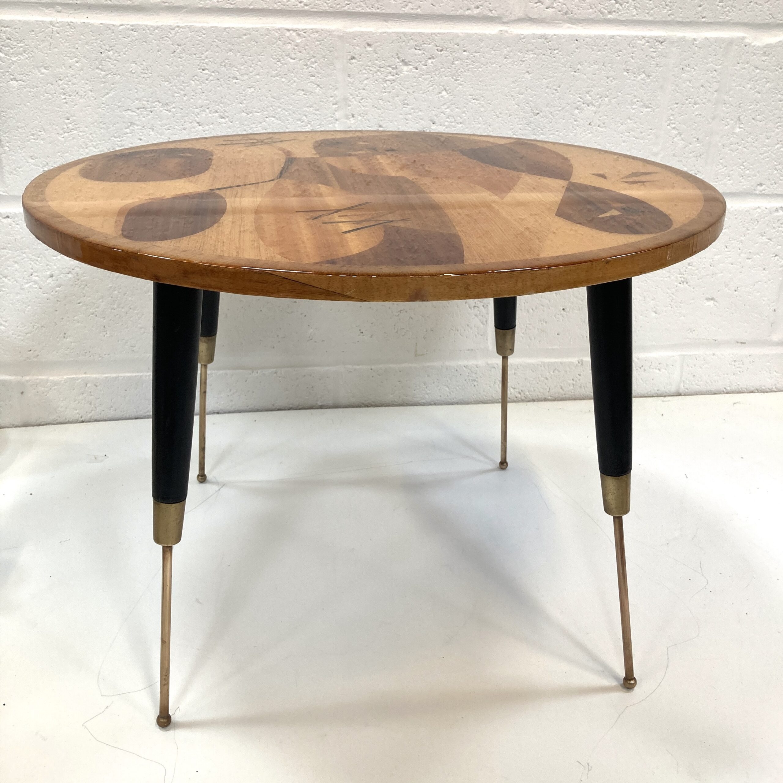 A rare 1950's Italian abstract marquetry top coffee table possibly retailed by Heals - Image 7