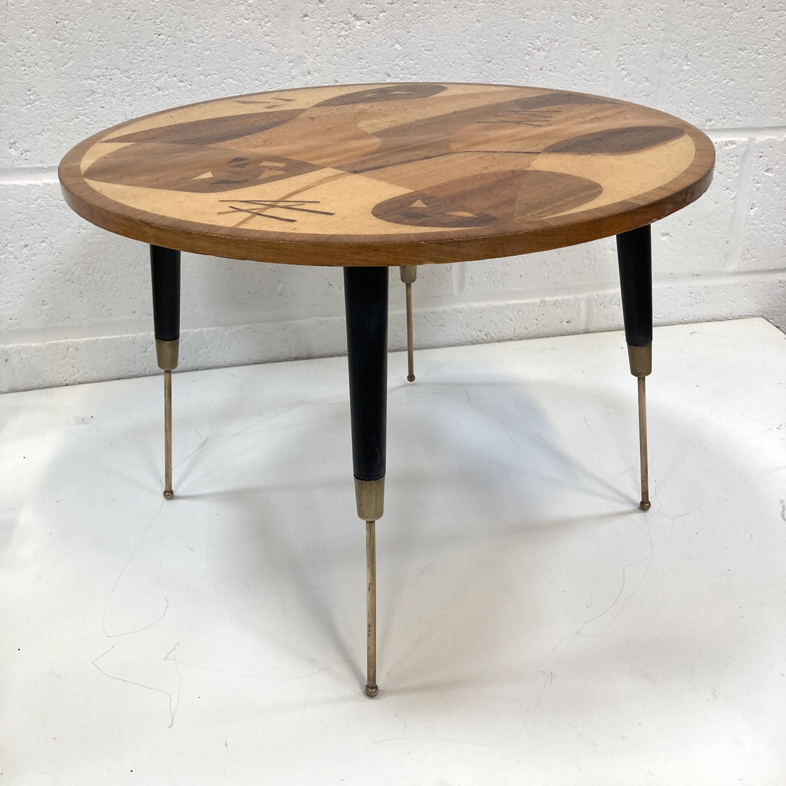 A rare 1950's Italian abstract marquetry top coffee table possibly retailed by Heals - Image 3