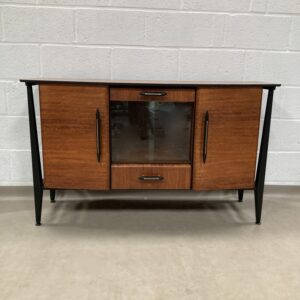 A 1950s Midcentury teak and ebonized sideboard
