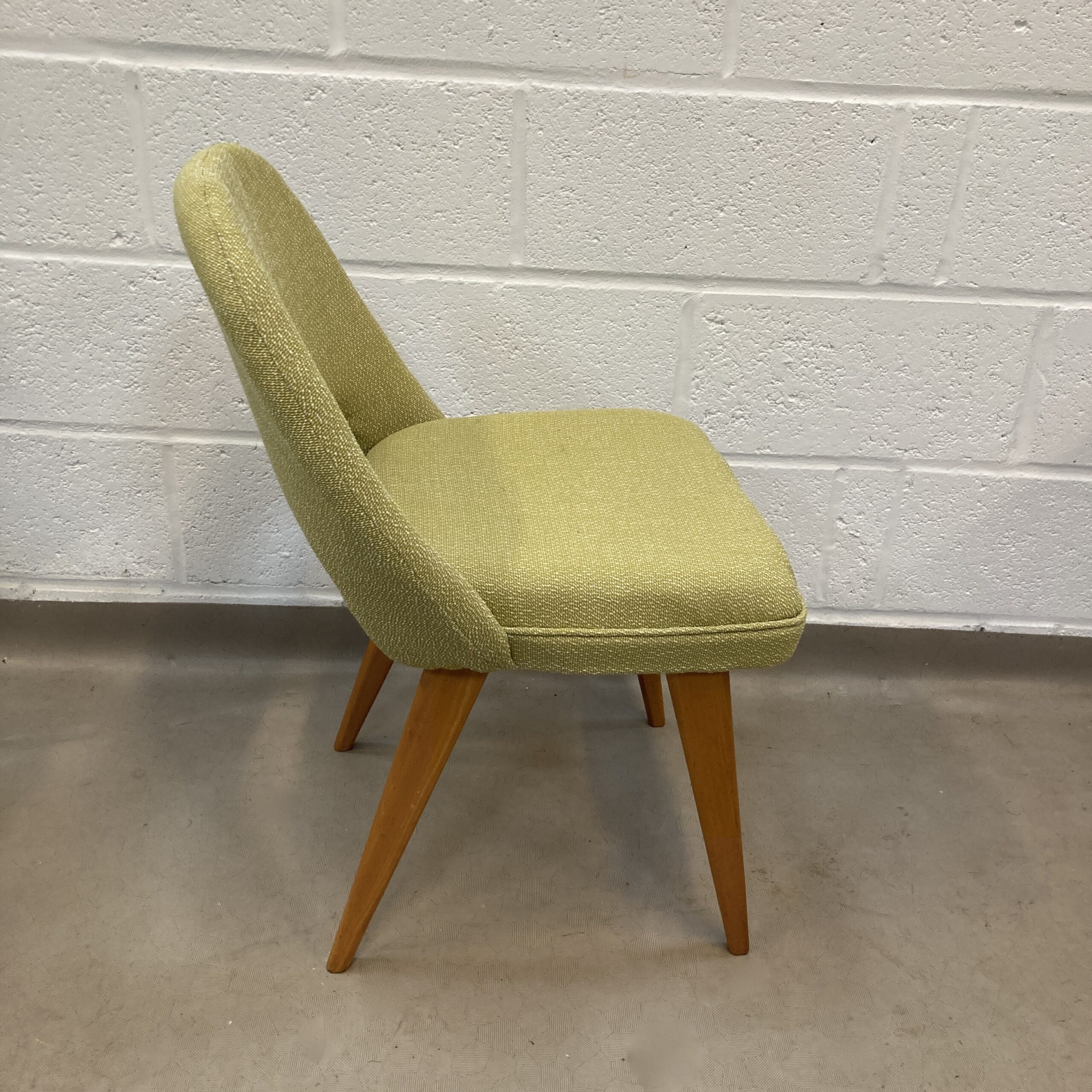 A rare 1960s set of 8 'Ben' dining Chairs reupholstered in a lovely chartreuse fabric by by Ben of Frome - Image 7