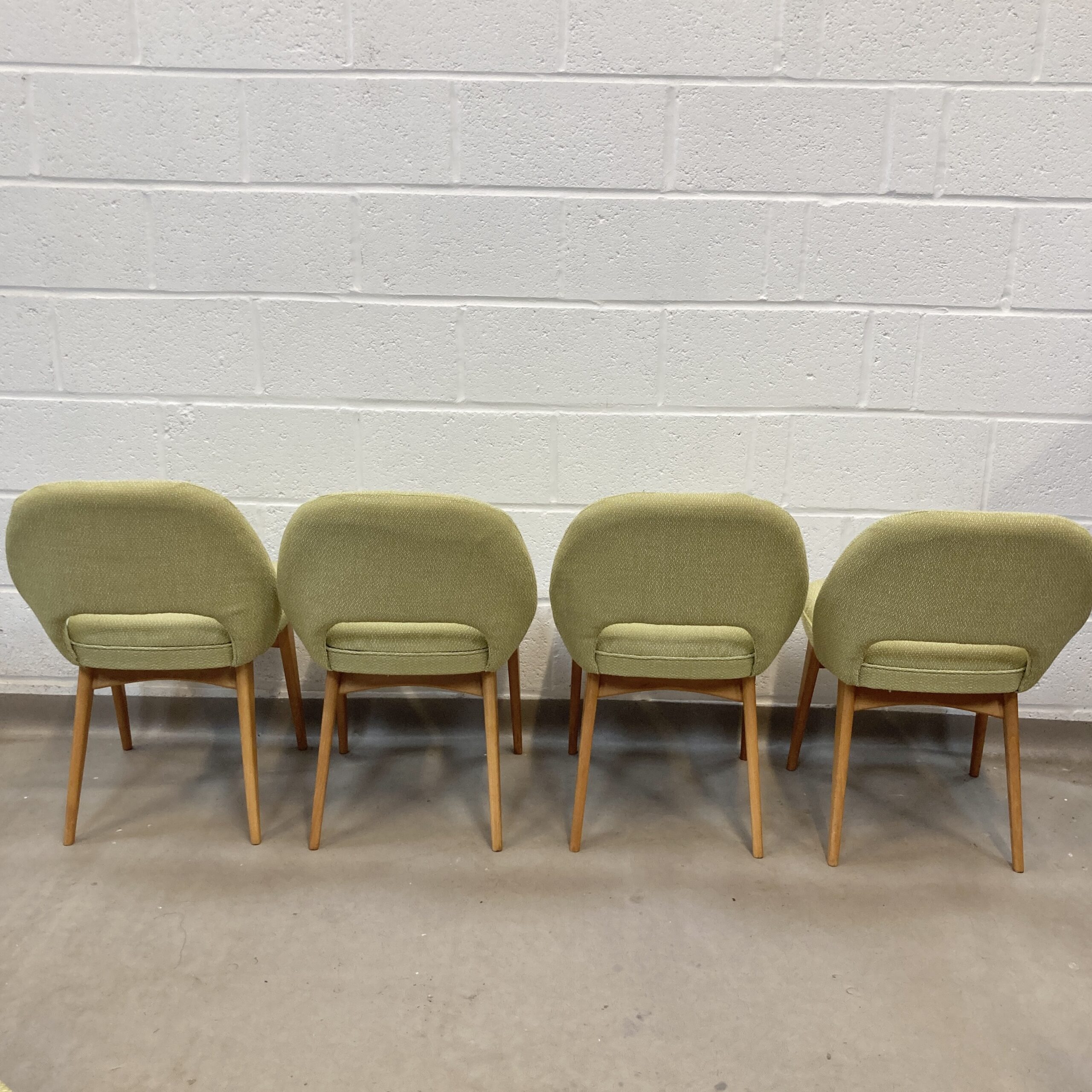 A rare 1960s set of 8 'Ben' dining Chairs reupholstered in a lovely chartreuse fabric by by Ben of Frome - Image 8