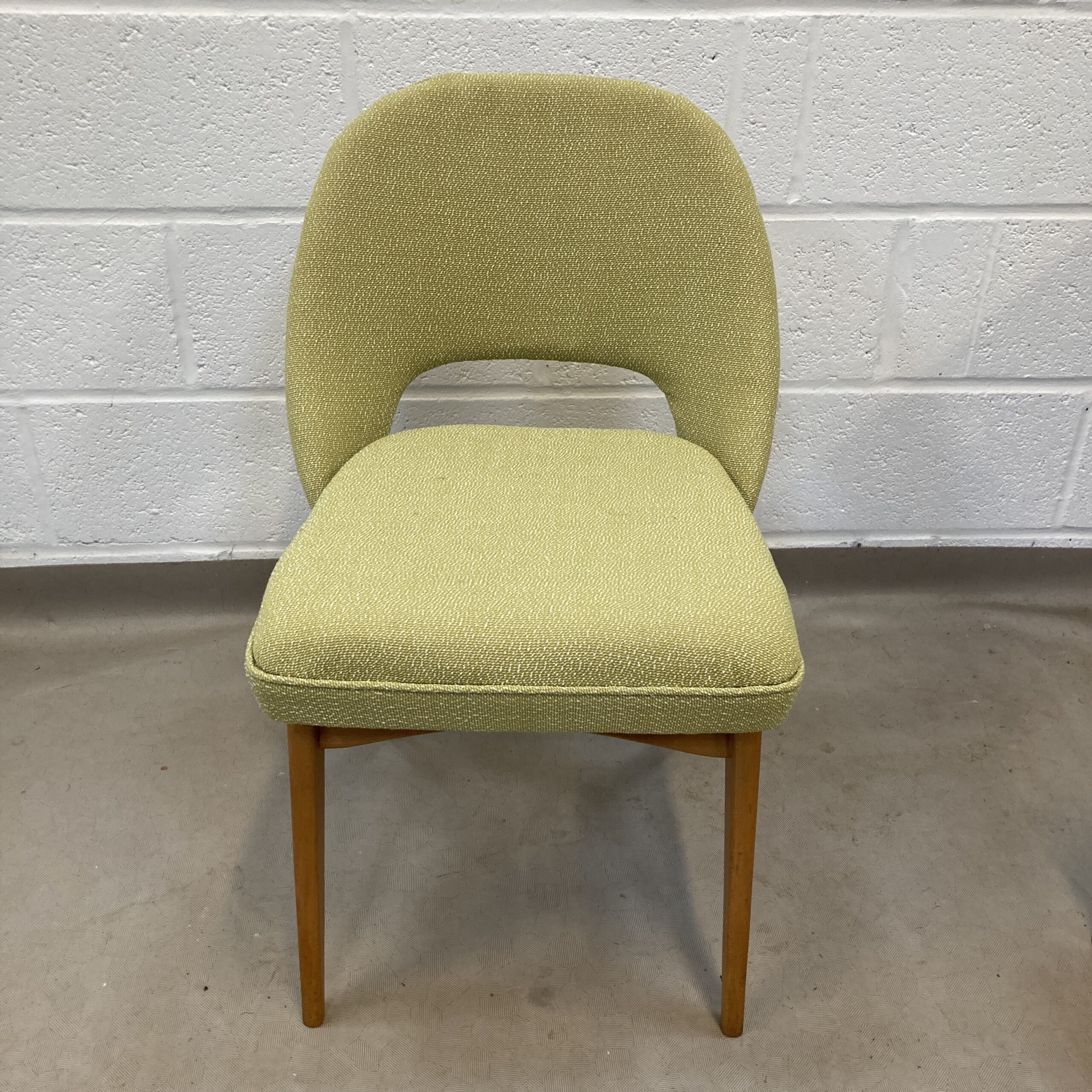A rare 1960s set of 8 'Ben' dining Chairs reupholstered in a lovely chartreuse fabric by by Ben of Frome - Image 5