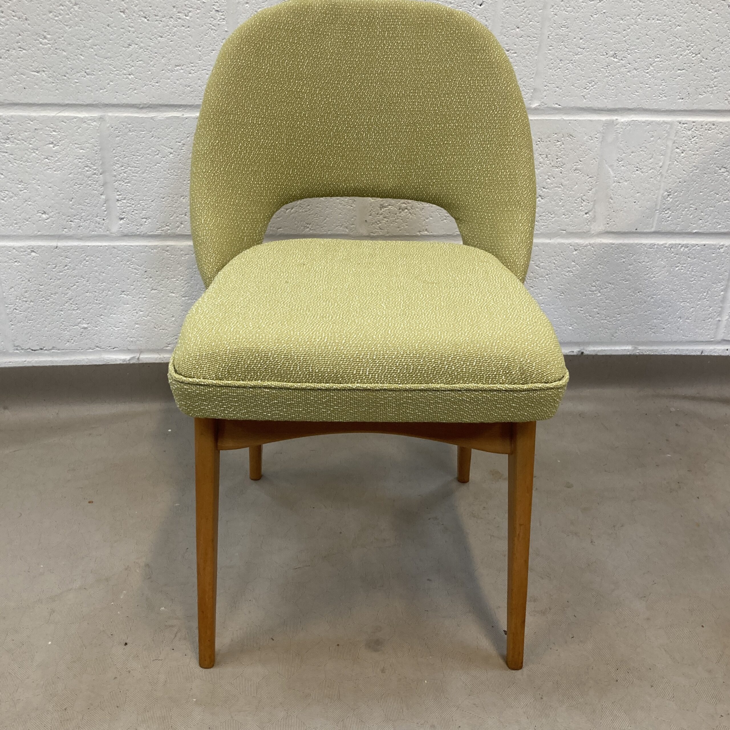 A rare 1960s set of 8 'Ben' dining Chairs reupholstered in a lovely chartreuse fabric by by Ben of Frome - Image 4